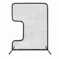 Standard C Shaped Pitching Screen Softball Baseball Screen Softball Pitcher Pitching Machine Protector with Carry Bag, 7'H X 5'W 45 Ply Netting with 3'' X 18'' Cutout 1.5'' Diameter Frame
