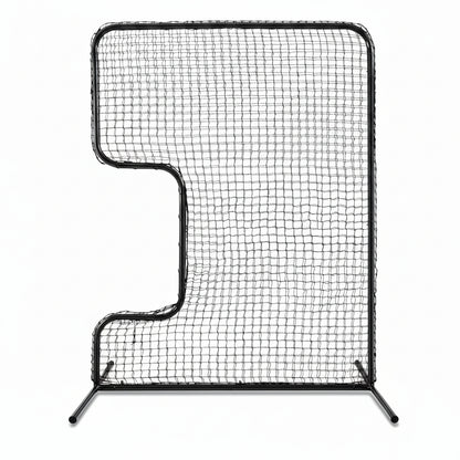 Standard C Shaped Pitching Screen Softball Baseball Screen Softball Pitcher Pitching Machine Protector with Carry Bag, 7'H X 5'W 45 Ply Netting with 3'' X 18'' Cutout 1.5'' Diameter Frame
