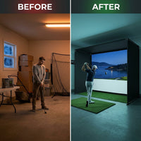 10/12/14Ft Outdoor Golf Training Simulator Cage Sports Practice Golf Simulator Enclosure with Impact Netting and All Poles — Before & After