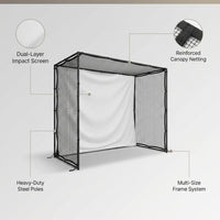 10/12/14Ft Outdoor Golf Training Simulator Cage Sports Practice Golf Simulator Enclosure with Impact Netting and All Poles — infographic