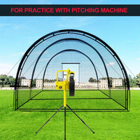 32 X 12 X 8 Ft Baseball Batting Cage, Large Baseball Training Equipment for Backyard, Portable Softball Netting Cages with Frame, Pitching Machine Hole & Detachable Door –For Hitting Pitching Practice