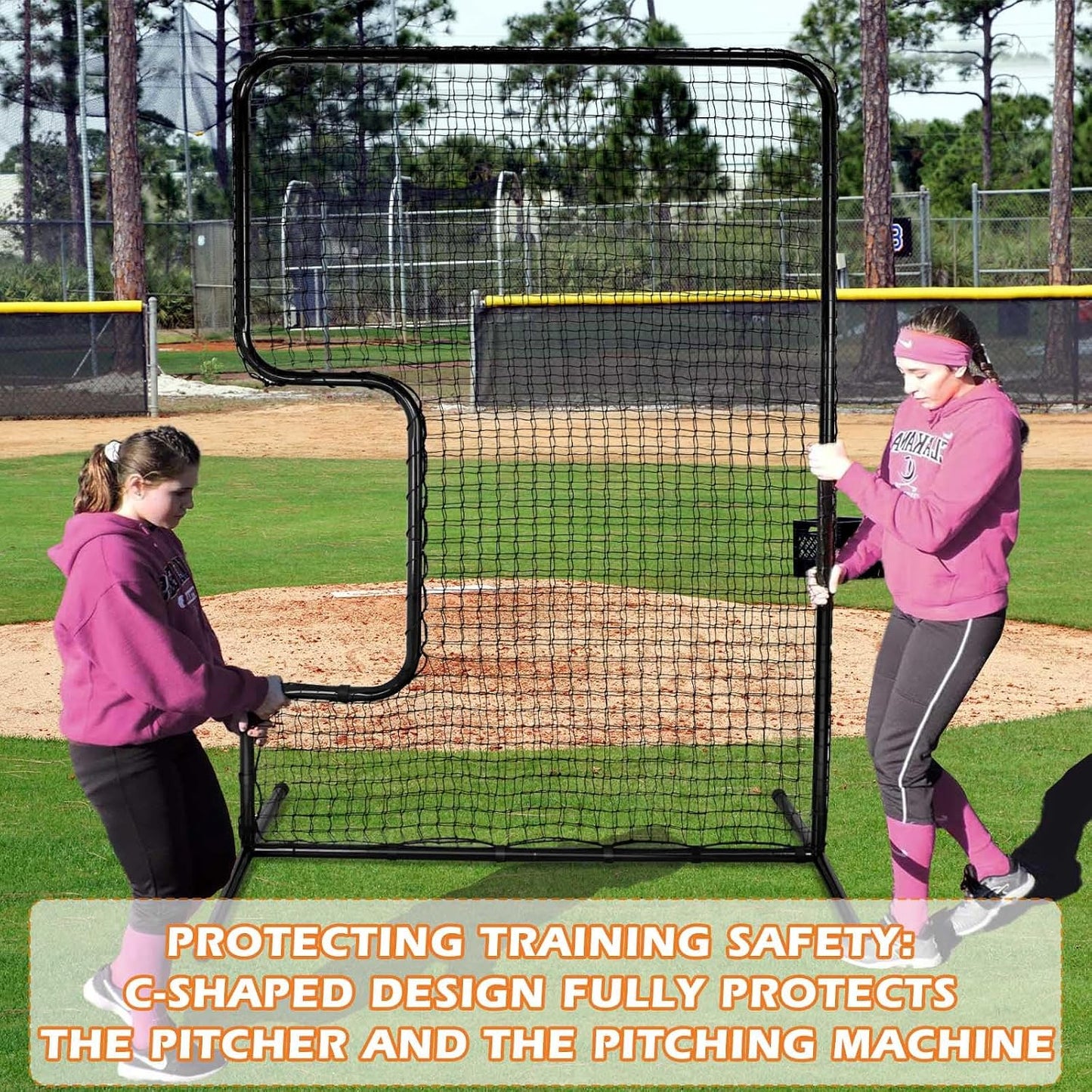 Heavy Duty C Softball Pitching Screen Portable Batting Practice | 33"X18" Cutout | Batting Practice Equipment | Portable Pitching Machine Screen