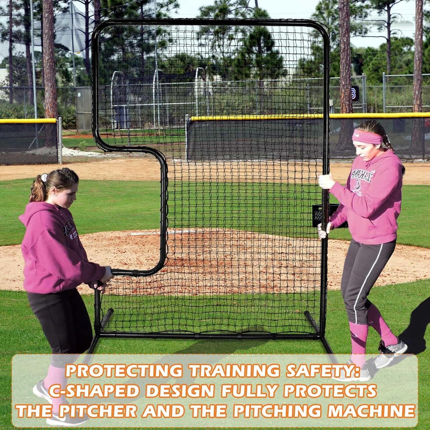 Heavy Duty C Softball Pitching Screen Portable Batting Practice | 33"X18" Cutout | Batting Practice Equipment | Portable Pitching Machine Screen