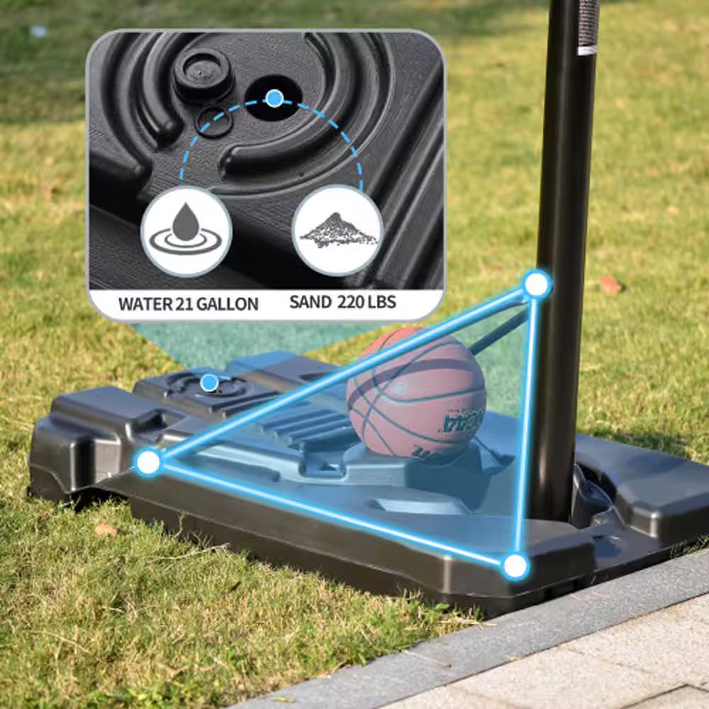 6.6 Ft. to 10 Ft. Adjustable Height Portable Basketball Hoop Goal Basketball System Basketball Equipment with Wheels