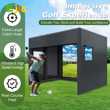 Portable Inflatable Golf Simulator Large 10X13X10 FT Indoor/Outdoor Golf Simulator Tent with Projection Screen All Skill Levels