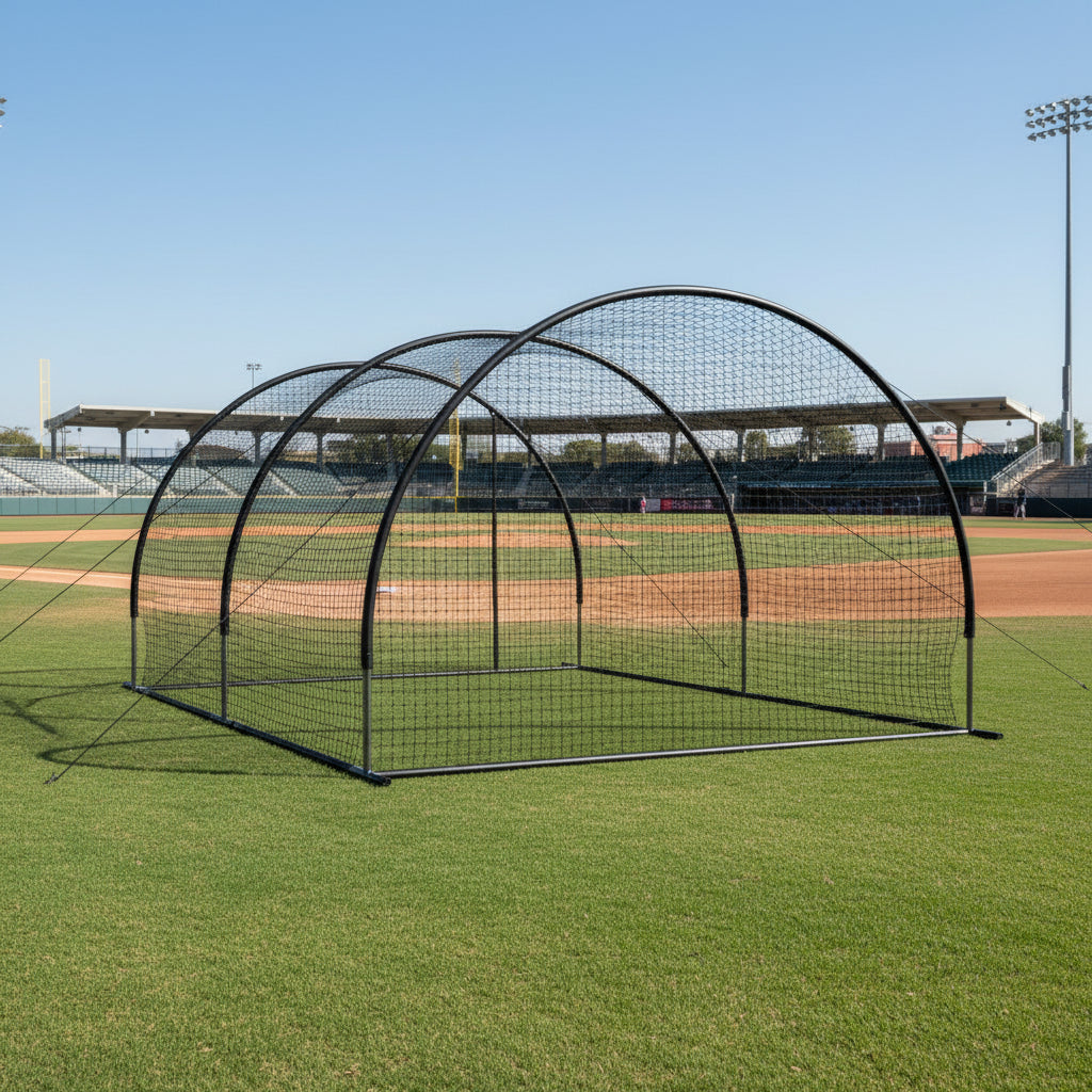 Baseball Batting Cage, 19.9 X 12.0 X 8.2 FT Freestanding Portable Batting Cage, Hitting Cages with 30-Ply Knotted HDPE & Pitching Machine Opening, Battings Cages Netting for Indoor Outdoor