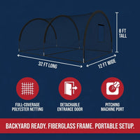 32 X 12 X 8 Ft Baseball Batting Cage, Large Baseball Training Equipment for Backyard, Portable Softball Netting Cages with Frame, Pitching Machine Hole & Detachable Door –For Hitting Pitching Practice — Results & Stats