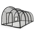 Baseball Batting Cage Built for Backyard Training, 32x12x8 Ft Frame, Pitching Machine Compatible, Detachable Door