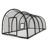 32 X 12 X 8 Ft Baseball Batting Cage, Large Baseball Training Equipment for Backyard, Portable Softball Netting Cages with Frame, Pitching Machine Hole & Detachable Door –For Hitting Pitching Practice — Studio Shot