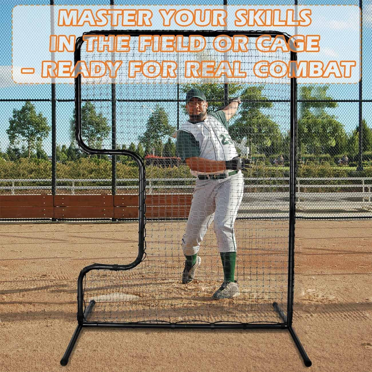 Heavy Duty C Softball Pitching Screen Portable Batting Practice | 33"X18" Cutout | Batting Practice Equipment | Portable Pitching Machine Screen