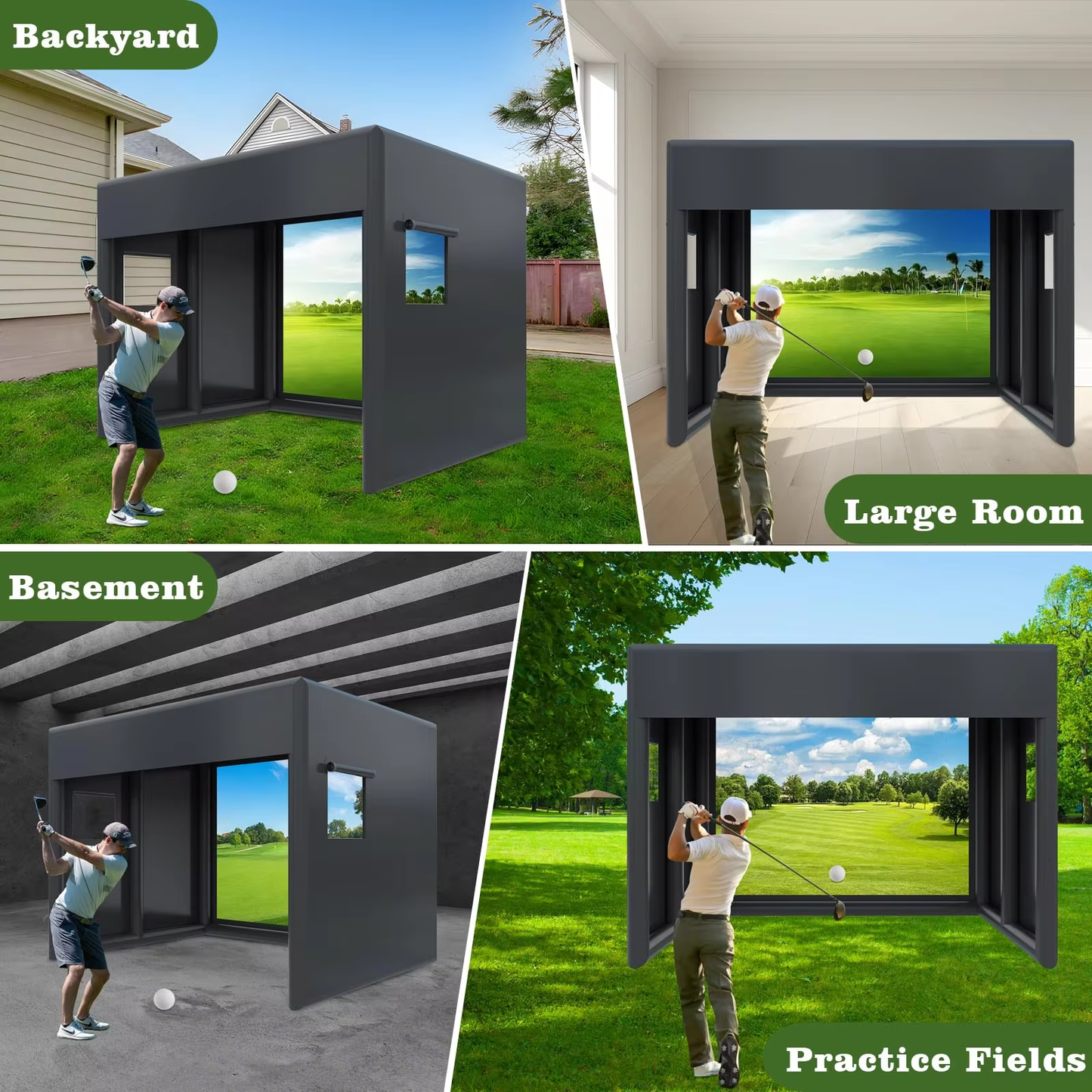 Portable Inflatable Golf Simulator Large 10X13X10 FT Indoor/Outdoor Golf Simulator Tent with Projection Screen All Skill Levels