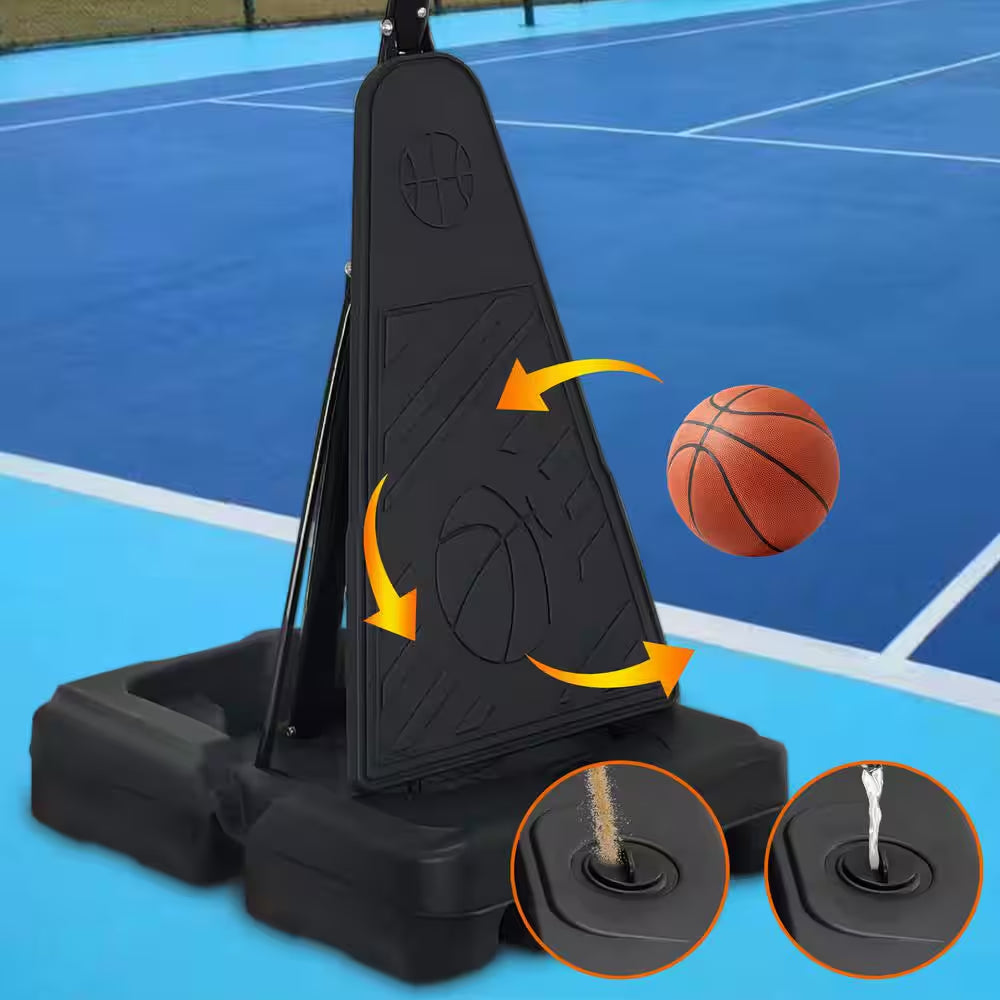 8-10 Ft. Adjustable Height Portable Basketball Hoop Basketball System with Basketball Hoop and Wheels