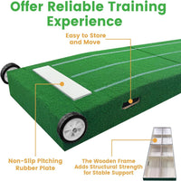 Portable Pitching Mound, Foldable Pitchers Mound 80 X 28 X 6 Inch, Pitching Mounds for Baseball with Non-Slip Rubber Plate & Carry Handle, for Outdoor Pitching Training Game Use
