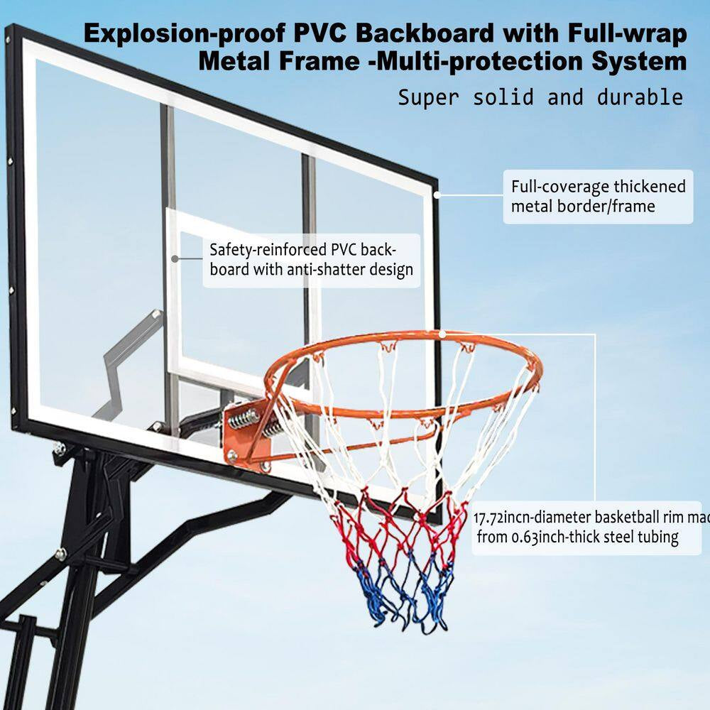8-10 Ft. Adjustable Height Portable Basketball Hoop Basketball System with Basketball Hoop and Wheels