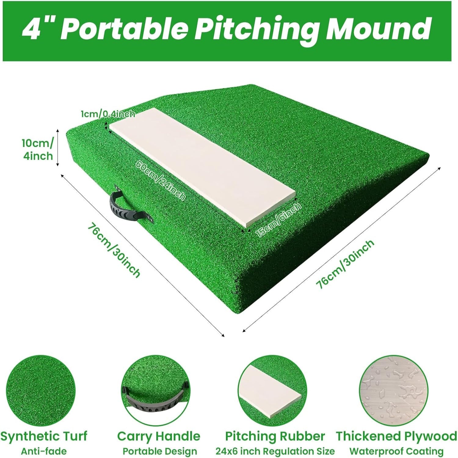 Pitching Mound, Training Equipment, Baseball Pitcher'S Mound with Carry Handle and Regulation Pitching Rubber