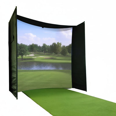 DIY Golf Simulator Impact Screen Frame Enclosure Kit Set, Use with Simulators, Durable Fabric with Velcro, Reinforced Black Border, 9.8'X9.8'X4.9'