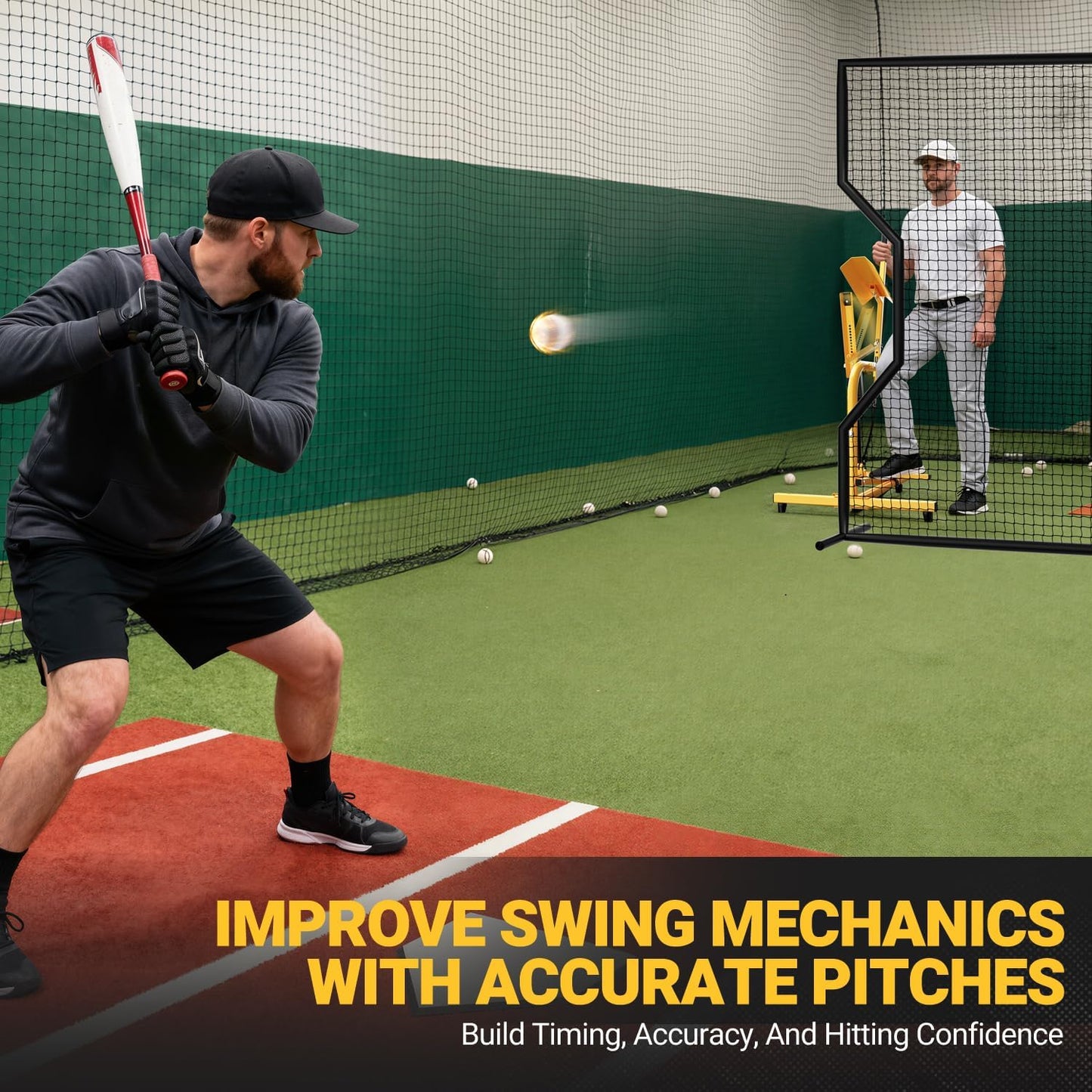 Manual Baseball Pitching Machine,No Electricity Needed, 4 Speed Setting | Adjustable 11 Angles Softball Pitching Machine Throwing Strikes,Fly Balls & Grounders for Fielding,Batting,Catching Practice