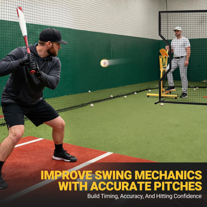 Manual Baseball Pitching Machine,No Electricity Needed, 4 Speed Setting | Adjustable 11 Angles Softball Pitching Machine Throwing Strikes,Fly Balls & Grounders for Fielding,Batting,Catching Practice