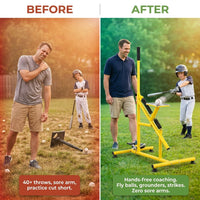 Baseball Pitching Machine Built for Training Drills, Manual Operation, 4 Speed Settings, 11 Adjustable Angles — Before & After