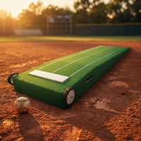 Portable Pitching Mound, Foldable Pitchers Mound 80 X 28 X 6 Inch, Pitching Mounds for Baseball with Non-Slip Rubber Plate & Carry Handle, for Outdoor Pitching Training Game Use — Studio Shot