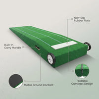Portable Pitching Mound, Foldable Pitchers Mound 80 X 28 X 6 Inch, Pitching Mounds for Baseball with Non-Slip Rubber Plate & Carry Handle, for Outdoor Pitching Training Game Use — infographic