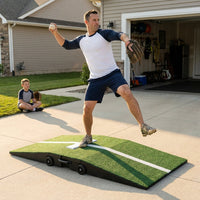 Portable Pitching Mound, Foldable Pitchers Mound 80 X 28 X 6 Inch, Pitching Mounds for Baseball with Non-Slip Rubber Plate & Carry Handle, for Outdoor Pitching Training Game Use — Lifestyle