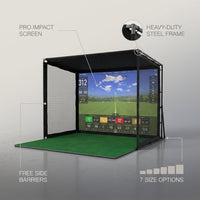 Simbox Golf Simulator Enclosure - 7 Sizes Available — infographic