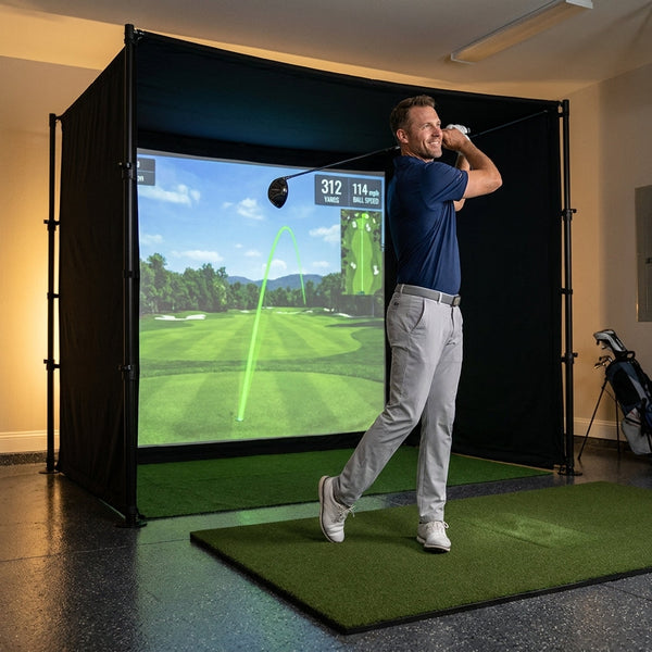 Golf Simulator Enclosure Designed for Indoor Practice, Pro Impact Screen, Steel Frame, 7 Available Sizes