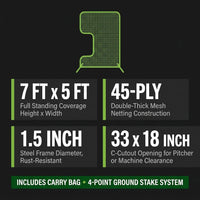 Standard C Shaped Pitching Screen Softball Baseball Screen Softball Pitcher Pitching Machine Protector with Carry Bag, 7'H X 5'W 45 Ply Netting with 3'' X 18'' Cutout 1.5'' Diameter Frame — Results & Stats