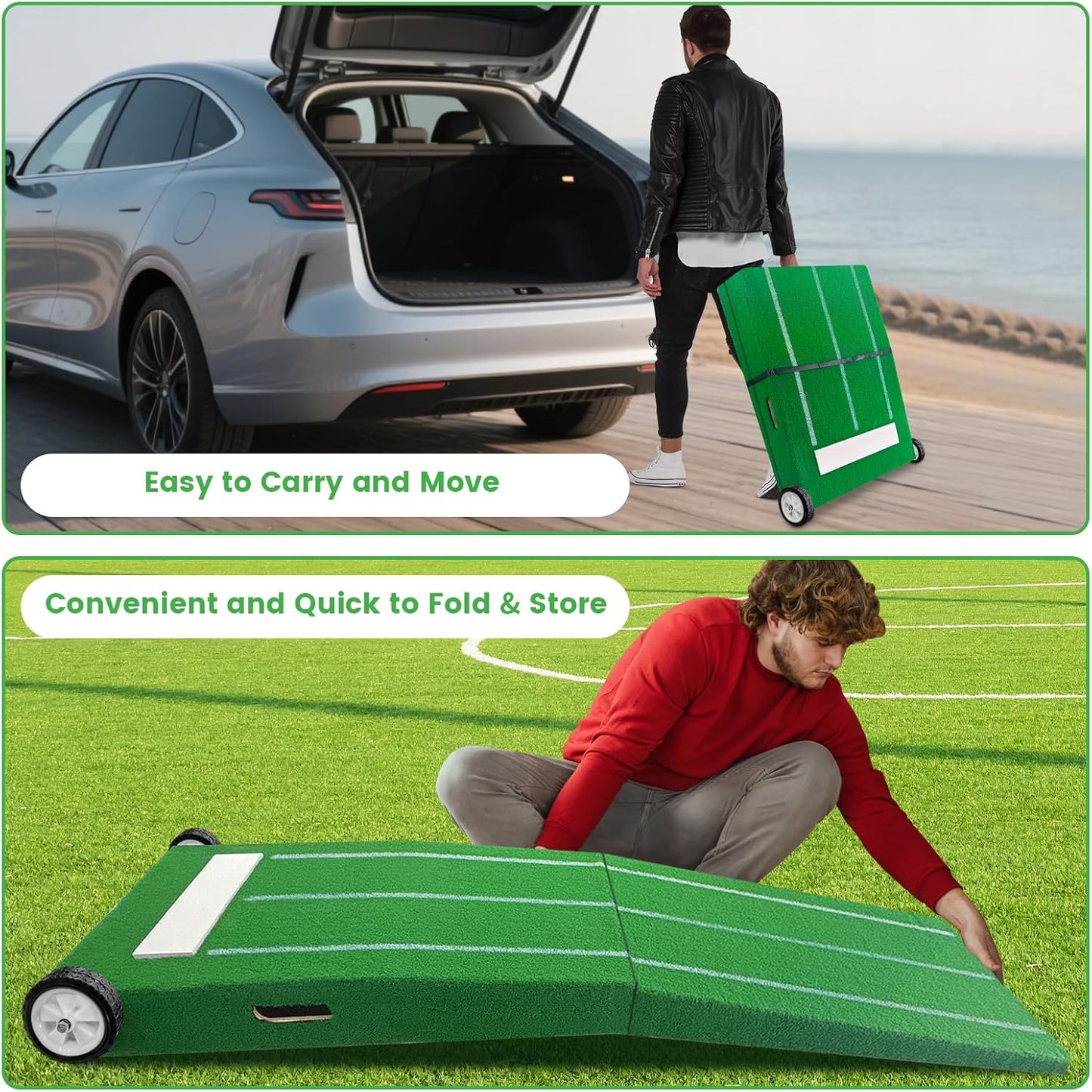 Portable Pitching Mound, Foldable Pitchers Mound 80 X 28 X 6 Inch, Pitching Mounds for Baseball with Non-Slip Rubber Plate & Carry Handle, for Outdoor Pitching Training Game Use