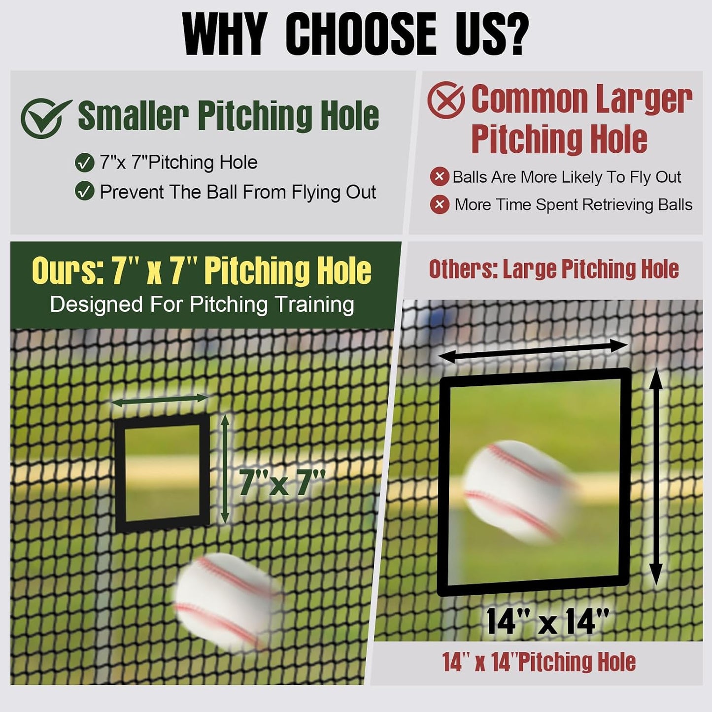 Baseball Batting Cages 24/30/45/55Ft Cage | Reinforced Netting Portable Batting Cage for Backyard & Outdoor Lawn Training