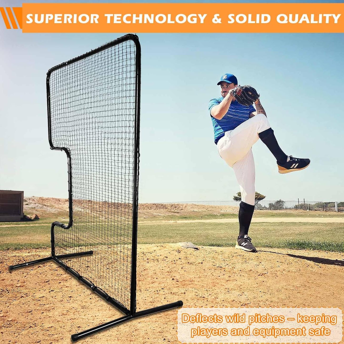 Heavy Duty C Softball Pitching Screen Portable Batting Practice | 33"X18" Cutout | Batting Practice Equipment | Portable Pitching Machine Screen
