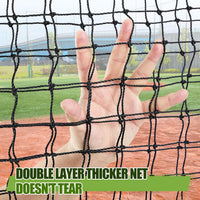 Standard C Shaped Pitching Screen Softball Baseball Screen Softball Pitcher Pitching Machine Protector with Carry Bag, 7'H X 5'W 45 Ply Netting with 3'' X 18'' Cutout 1.5'' Diameter Frame