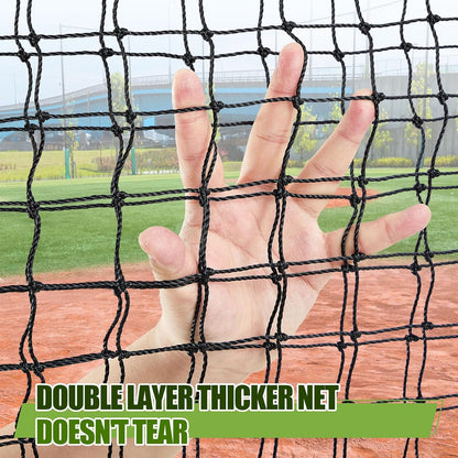 Standard C Shaped Pitching Screen Softball Baseball Screen Softball Pitcher Pitching Machine Protector with Carry Bag, 7'H X 5'W 45 Ply Netting with 3'' X 18'' Cutout 1.5'' Diameter Frame