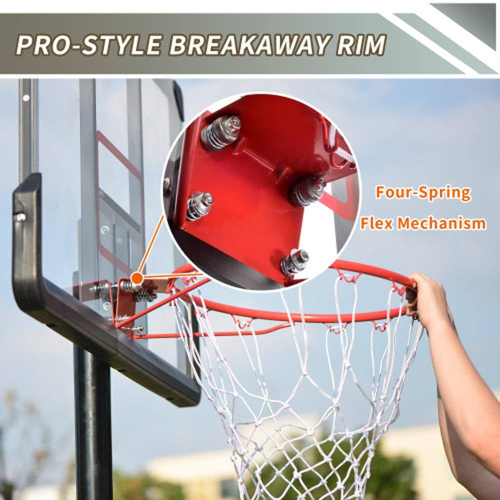 6.6 Ft. to 10 Ft. Adjustable Height Portable Basketball Hoop Goal Basketball System Basketball Equipment with Wheels