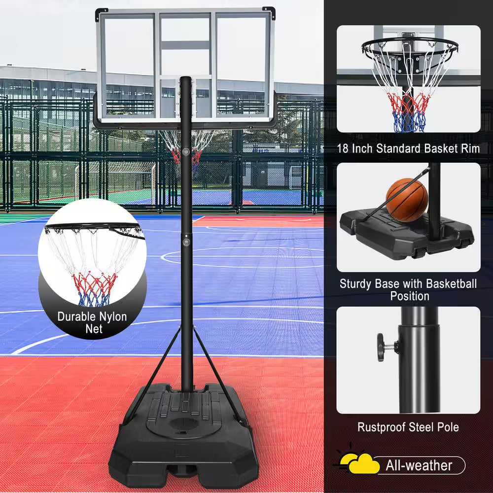 6.6 Ft. to 10 Ft. H Youth System Hoop Adjustment Portable Basketball Hoop Basketball System with Wheels