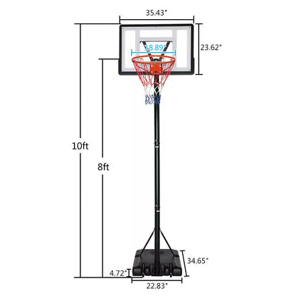 7 Ft. to 10 Ft. H Adjustment Portable Basketball Hoop Basketball System for Adults and Teenagers YJ