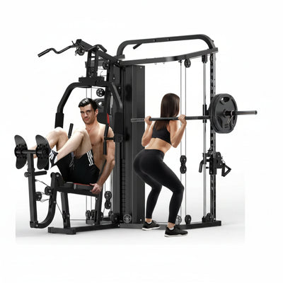 Home Gym Smith Machine with 138LB Weight Stack, Leg Press & LAT Station for Full Body Workouts