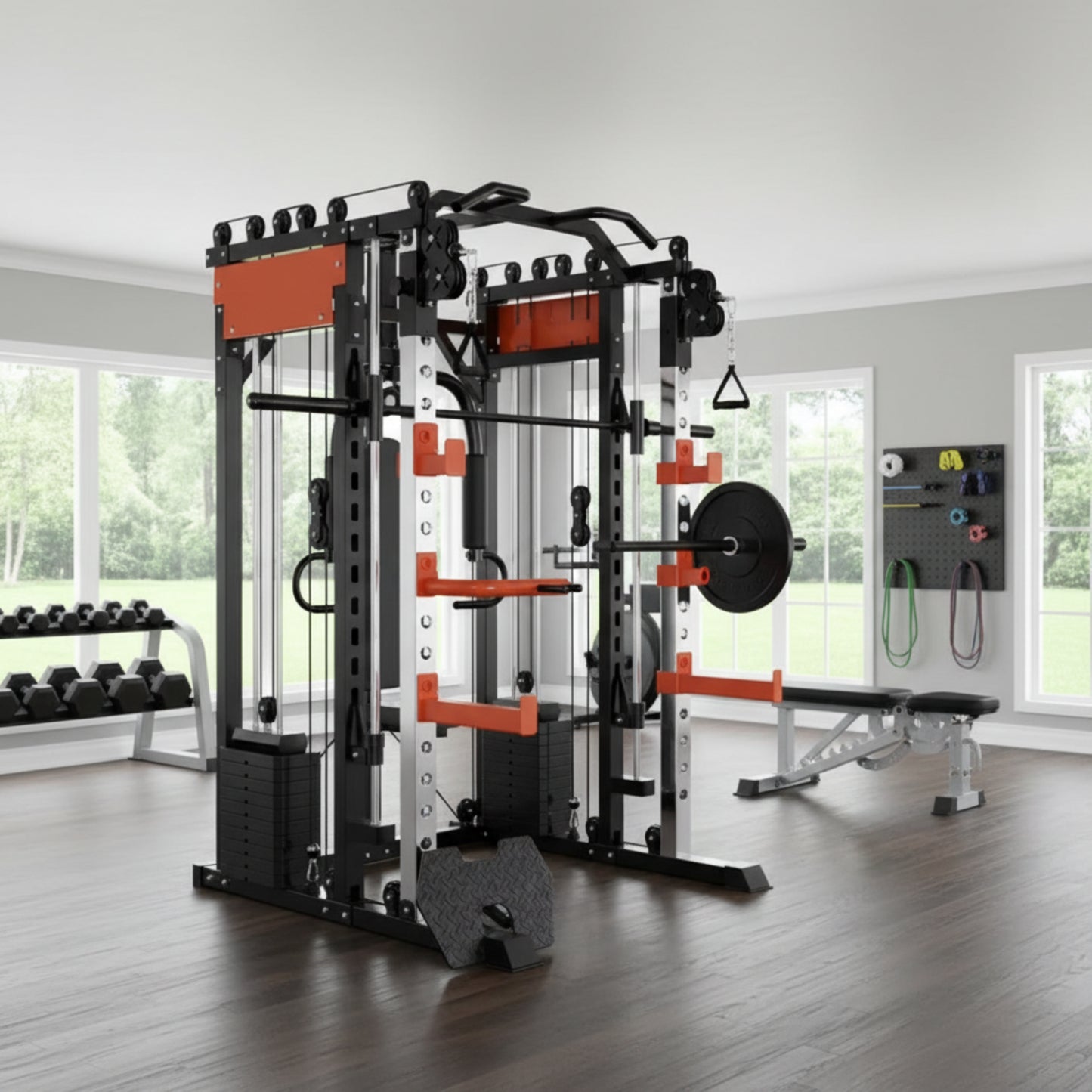Home Gym Smith Machine Cable Crossover Weightlifting Sports Training