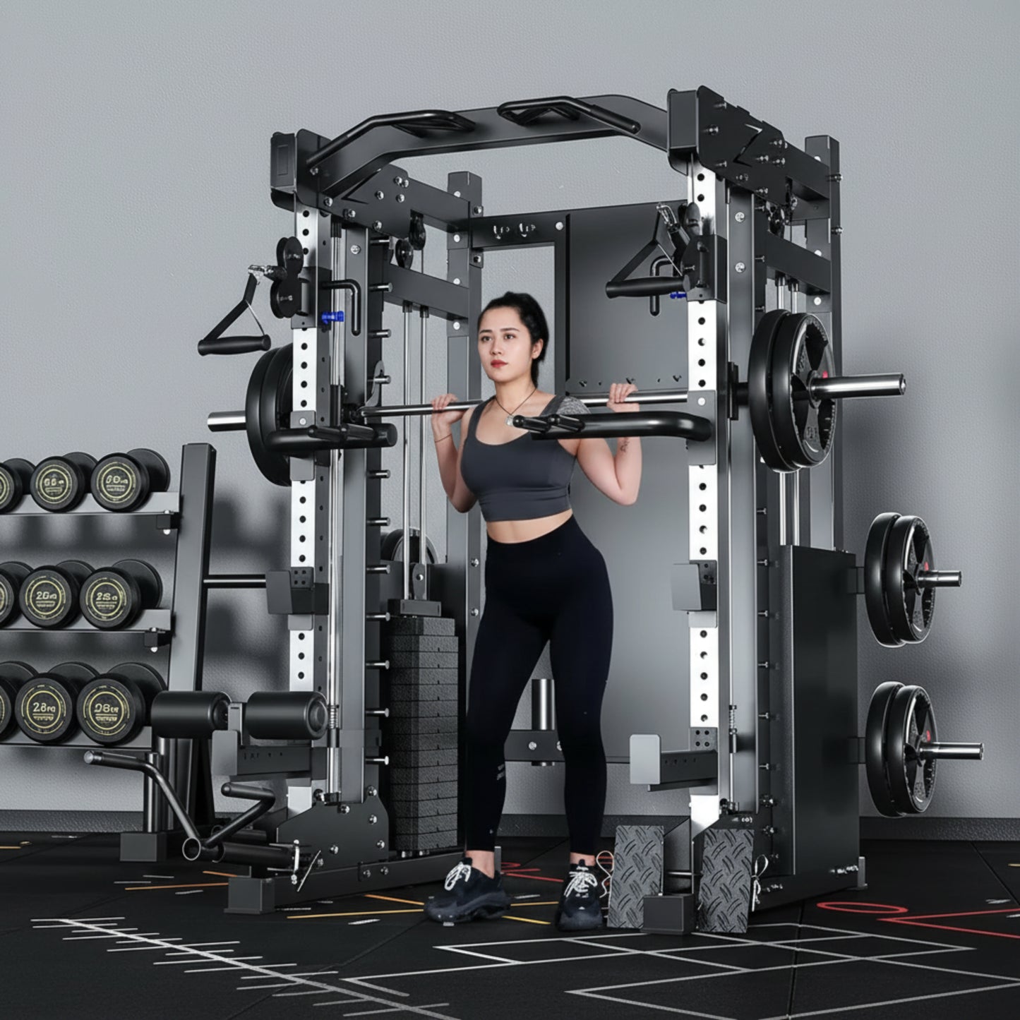Home Gym Smith Machine Cable Crossover Weightlifting Sports Training