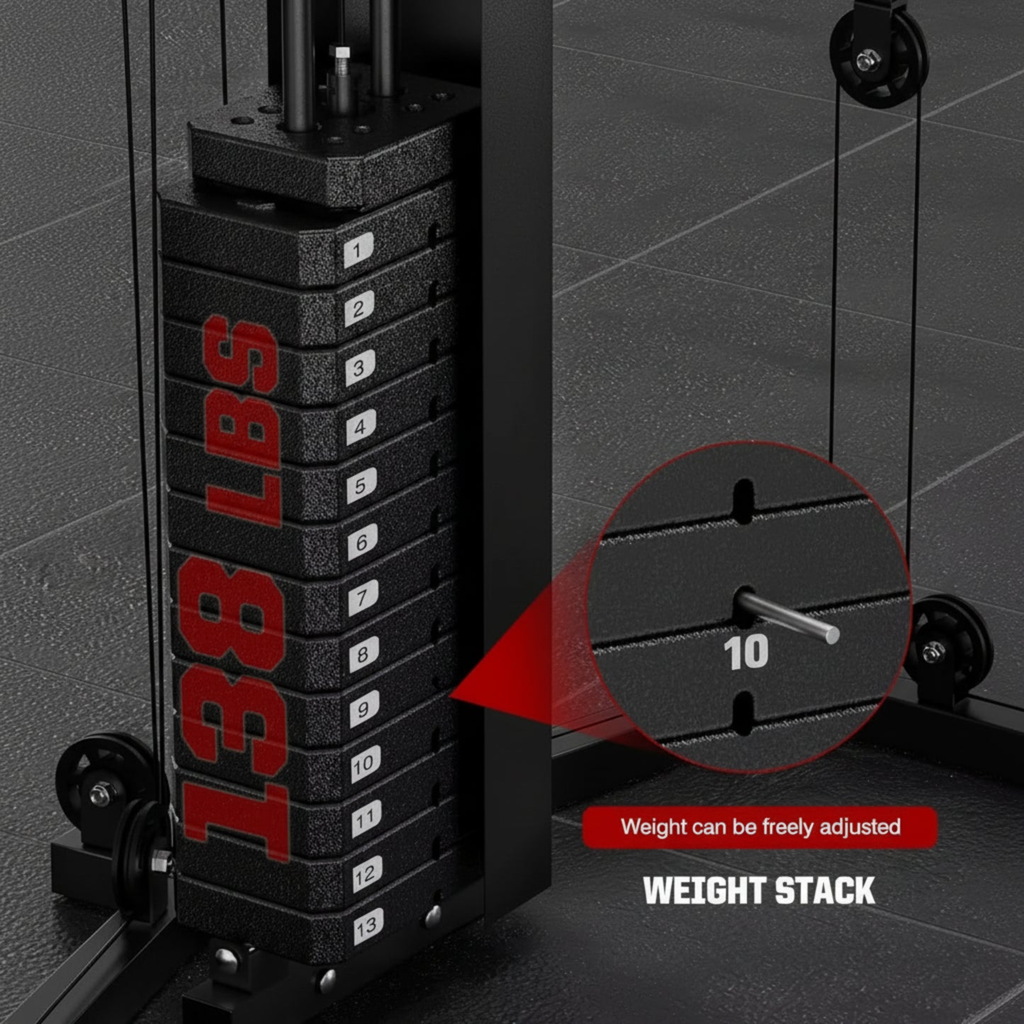 Home Gym Smith Machine with 138LB Weight Stack, Leg Press & LAT Station for Full Body Workouts