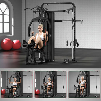 Home Gym Smith Machine with 138LB Weight Stack, Leg Press & LAT Station for Full Body Workouts
